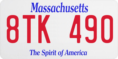 MA license plate 8TK490