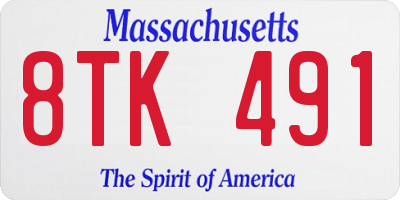 MA license plate 8TK491