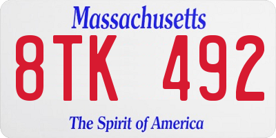 MA license plate 8TK492
