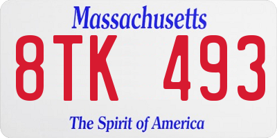 MA license plate 8TK493