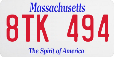 MA license plate 8TK494
