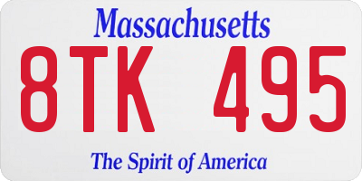 MA license plate 8TK495