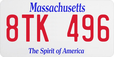 MA license plate 8TK496