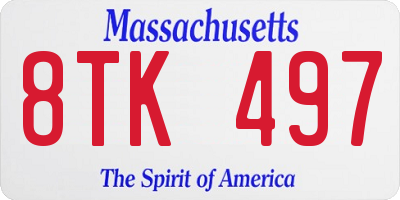 MA license plate 8TK497