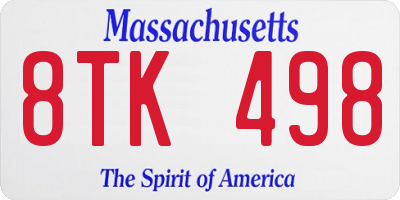 MA license plate 8TK498