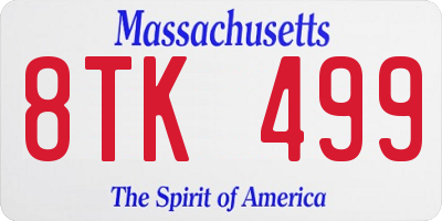 MA license plate 8TK499