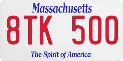 MA license plate 8TK500