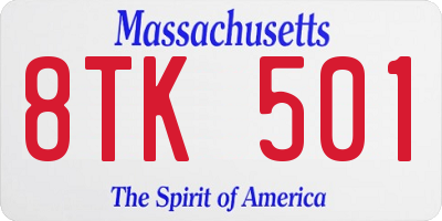 MA license plate 8TK501