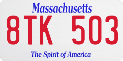 MA license plate 8TK503