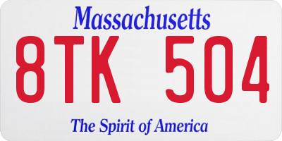 MA license plate 8TK504