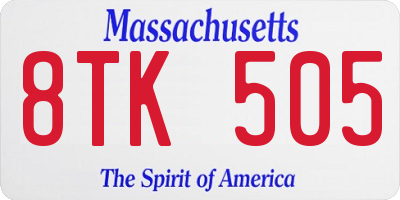 MA license plate 8TK505