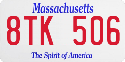 MA license plate 8TK506