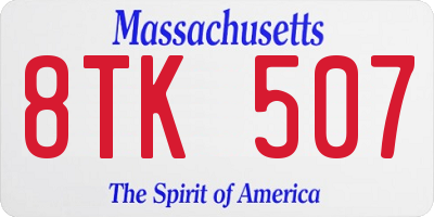 MA license plate 8TK507
