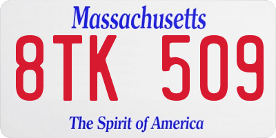 MA license plate 8TK509