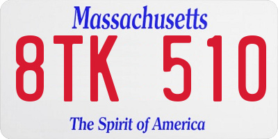 MA license plate 8TK510