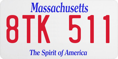 MA license plate 8TK511