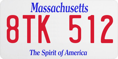 MA license plate 8TK512