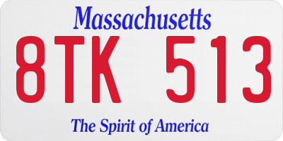 MA license plate 8TK513