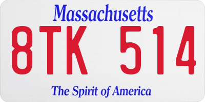 MA license plate 8TK514