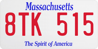 MA license plate 8TK515