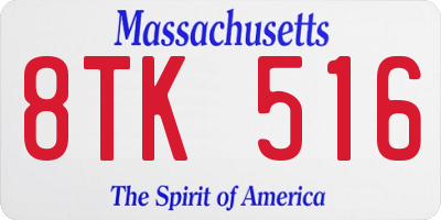 MA license plate 8TK516