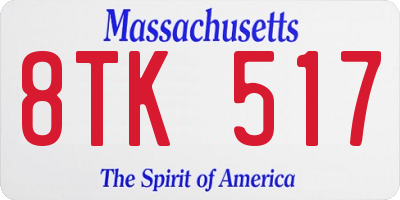 MA license plate 8TK517