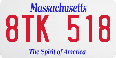 MA license plate 8TK518