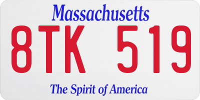 MA license plate 8TK519