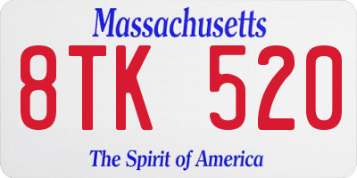 MA license plate 8TK520