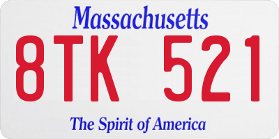 MA license plate 8TK521