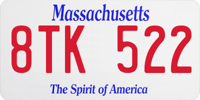 MA license plate 8TK522