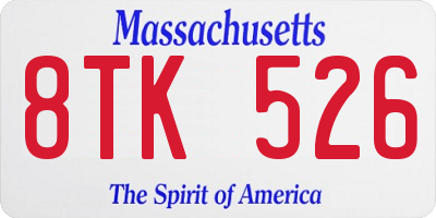 MA license plate 8TK526