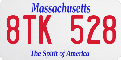 MA license plate 8TK528