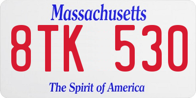 MA license plate 8TK530