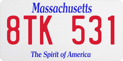 MA license plate 8TK531