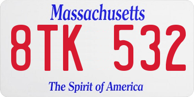 MA license plate 8TK532