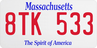 MA license plate 8TK533