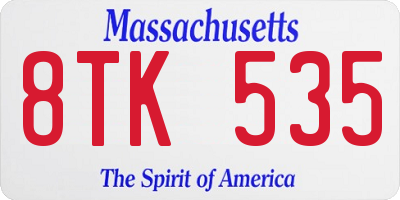 MA license plate 8TK535
