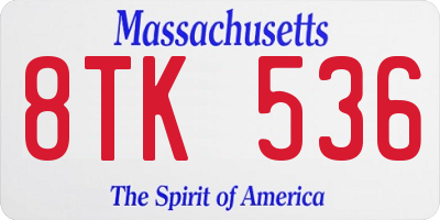 MA license plate 8TK536