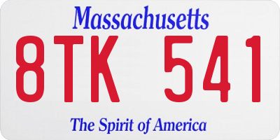 MA license plate 8TK541