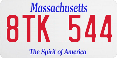 MA license plate 8TK544