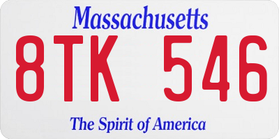 MA license plate 8TK546