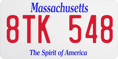 MA license plate 8TK548