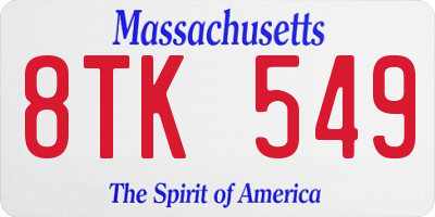 MA license plate 8TK549