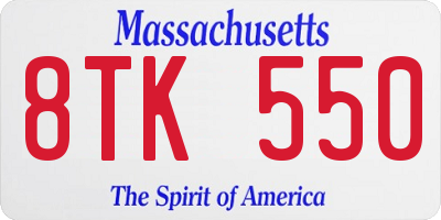 MA license plate 8TK550