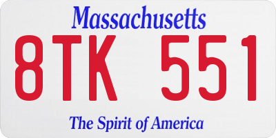 MA license plate 8TK551