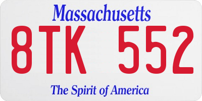 MA license plate 8TK552