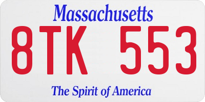 MA license plate 8TK553