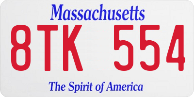 MA license plate 8TK554