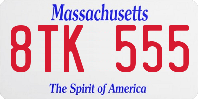 MA license plate 8TK555